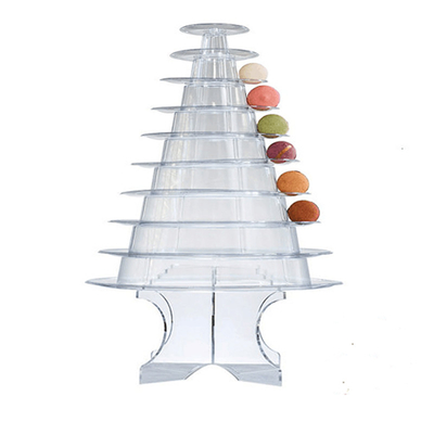 przezroczysta czarna 10-poziomowa wieża piramidy macaron macaron stojak na macaron