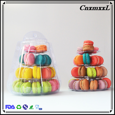 4 tier macaron tower clear smaller display plastic packaging box blister pack display stand food tower for food