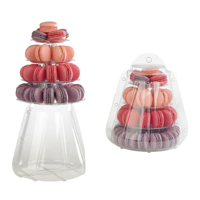 4 tier macaron tower clear smaller display plastic packaging box blister pack display stand food tower for food