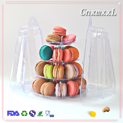 high quality transparent 4 layers blister clear pyramid macaron tower in XXL factoroy