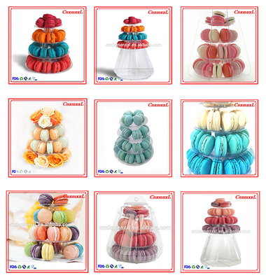 high quality transparent 4 layers blister clear pyramid macaron tower in XXL factoroy