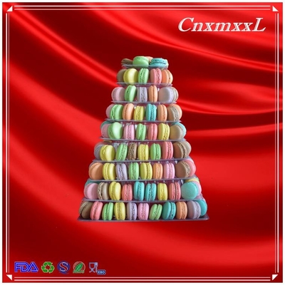 New style Black 9 tiers plastic macaron Square piramide macarons tower patented customizable Macaron packaging with low price