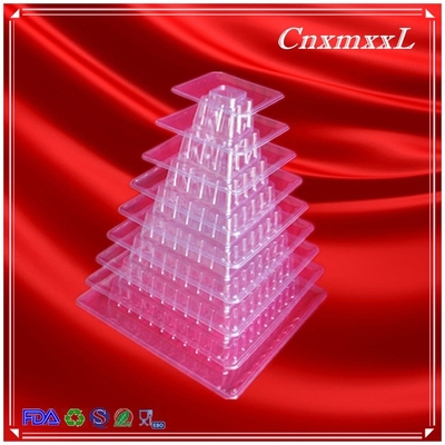 New style Black 9 tiers plastic macaron Square piramide macarons tower patented customizable Macaron packaging with low price