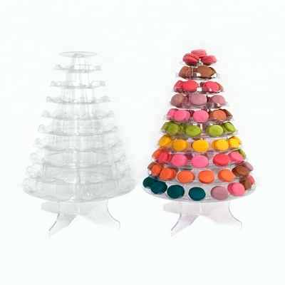 Plastic clear 10 tier macaron tower stand macaron display stand tower holder with base for best party decoration