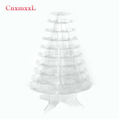 Plastic clear 10 tier macaron tower stand macaron display stand tower holder with base for best party decoration