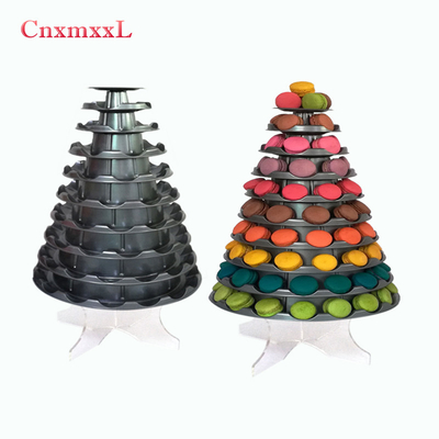 Plastic clear 10 tier macaron tower stand macaron display stand tower holder with base for best party decoration