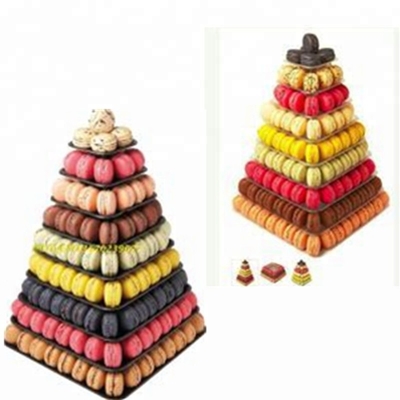 9 Poziom Plastykowy kwadratowy wyświetlacz stoiska Macaron Tower dla francuskich opakowań do jedzenia