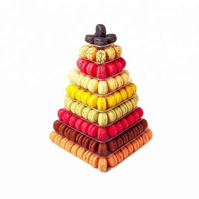 9 Poziom Plastykowy kwadratowy wyświetlacz stoiska Macaron Tower dla francuskich opakowań do jedzenia