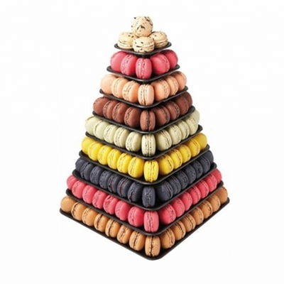 9 Poziom Plastykowy kwadratowy wyświetlacz stoiska Macaron Tower dla francuskich opakowań do jedzenia