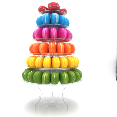 Targowiec Macaron Tower 6 poziomów z akrylowym stołem Przejrzysty