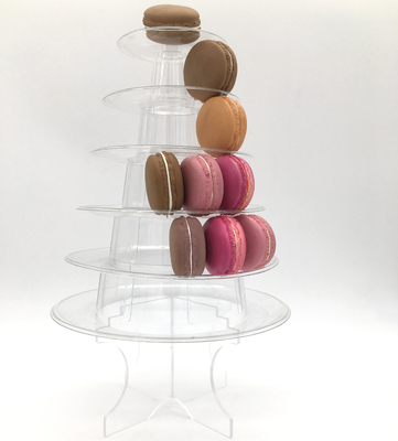 Targowiec Macaron Tower 6 poziomów z akrylowym stołem Przejrzysty