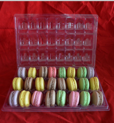 macaron cakes cookies PET PVC plastic blister thermoforming vacuum clear transparent containers