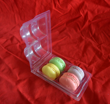 macaron cakes cookies PET PVC plastic blister thermoforming vacuum clear transparent containers