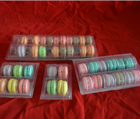 Custom design OEM macarons cakes chocolates plastic blister thermoforming vacuum clear transparent trays