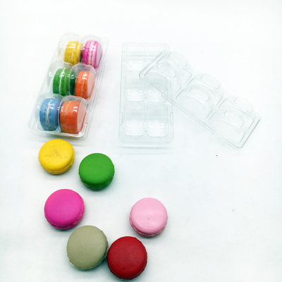 Custom Macaron Clear Tray Macaron Recyclable Packaging Transparent Box 6pcs Insert Plastic Macaron Chocolate Tray