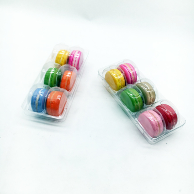Custom Macaron Clear Tray Macaron Recyclable Packaging Transparent Box 6pcs Insert Plastic Macaron Chocolate Tray