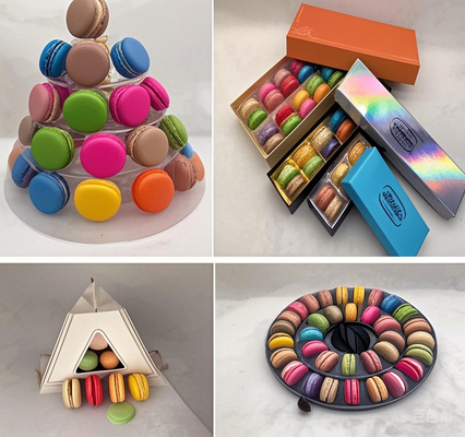 Zapewnienie Macaron 9 opakowanie Macaron tacy Macaron papierowe pudełka Macaron plastikowe tacy Macaron pudełka upominkowe Macaron kartony