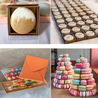 Macaron 48 Opakowanie Macaron Plastikowe tacki Macaron Kartony podarunkowe Wstrzykiwacz