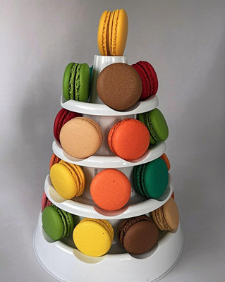 25 plastikowych tacek na makaroniki z PET spożywczym o grubości 0,55 mm i wielokrotnego użytku do pakowania makaroników