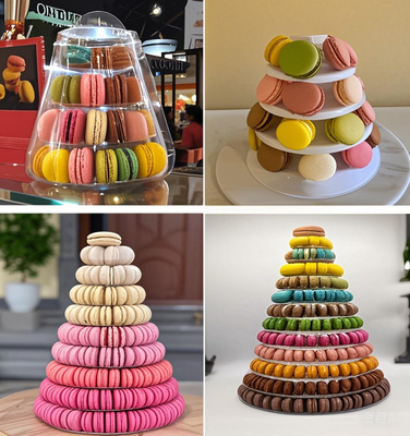 high quality transparent 4 layers blister clear pyramid macaron tower in XXL factoroy