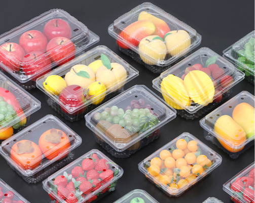 Fruit packaging plastic boxes, disposable food vacuum-sealed transparent fruit cutting packaging for takeout, box for street vending, special for stalls