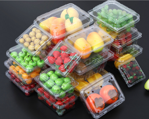Customized disposable fresh fruit cutting box with transparent lid and compartmentalized fruit packaging box made of PET fruit plastic packing box