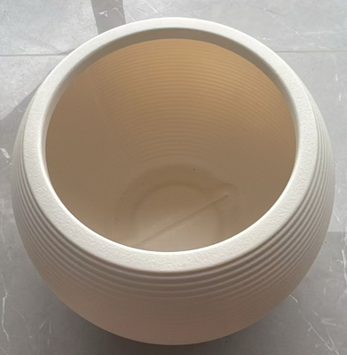 HDPE Nordic Minimalist Matte Striped Ceramic Flower Pot in Earth Tone for Indoor and Outdoor Use
